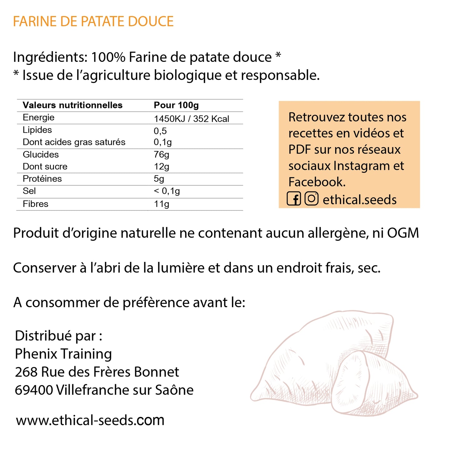 Farine de patate douce bio 1kg