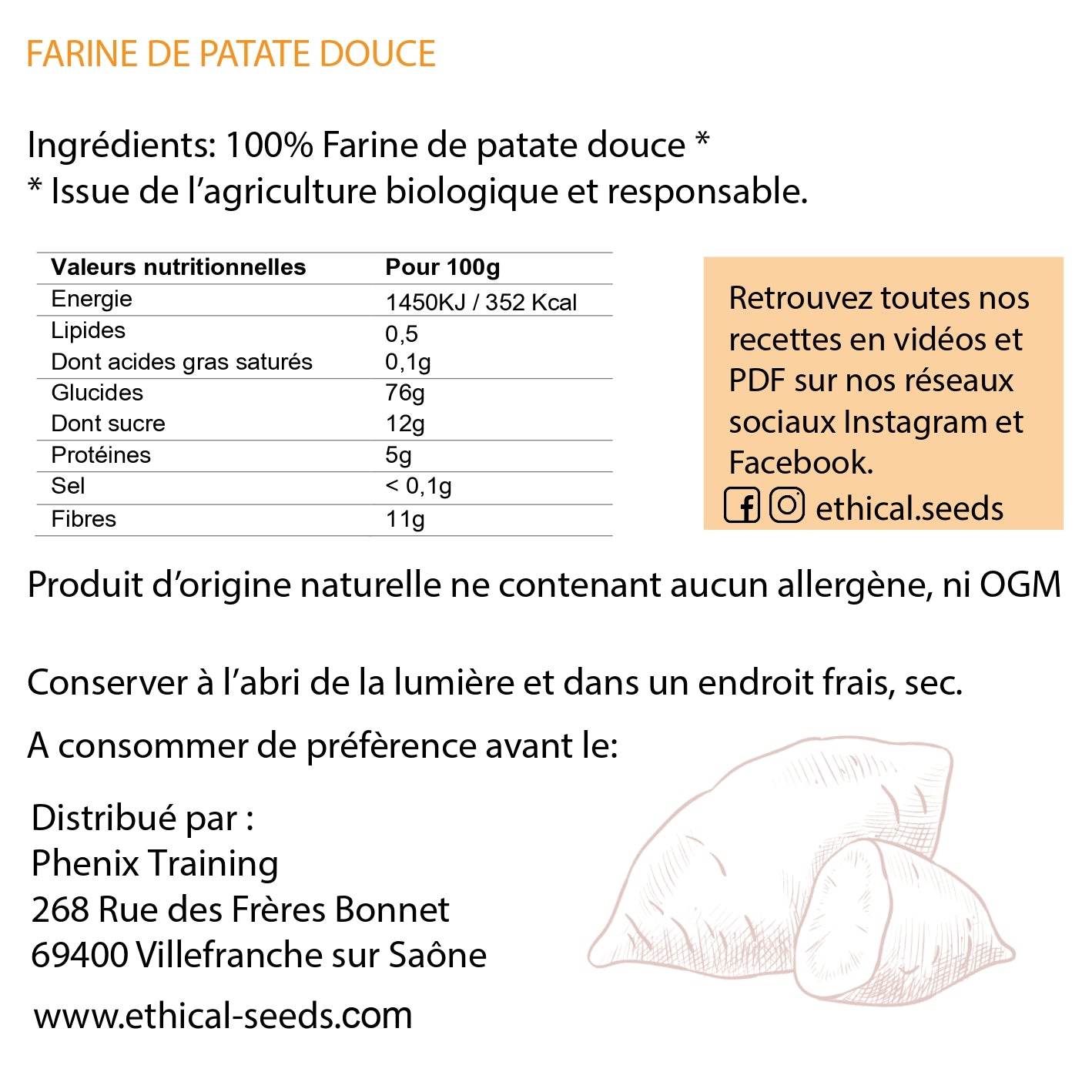 Farine de patate douce bio 500g